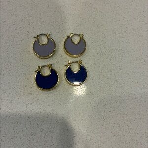 Elegant Gold and Blue Hoop Earrings